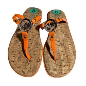 MICHAEL Michael Kors Orange and Cork MK Jelly Sandals sz 8